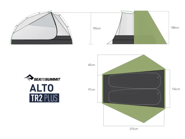 Carpa Sea to Summit Alto TR2 Plus para dos personas Green